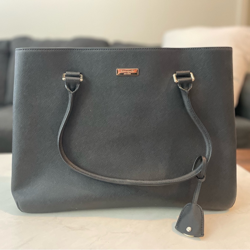 NEW Kate Spade black leather tote bag - fits laptop